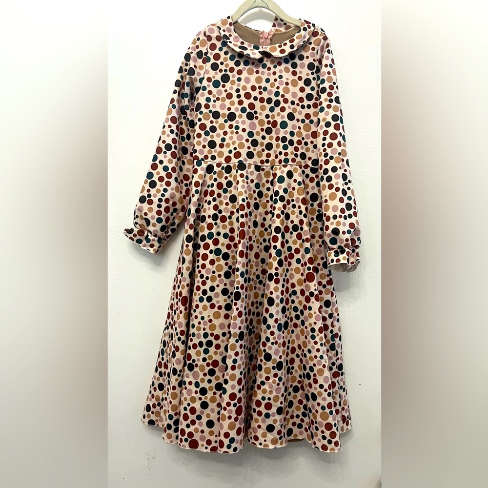 Anna Hariri Polka Dot Long Sleeve Dress Sz 8